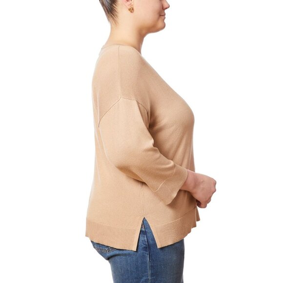 Melissa Paige Womens Cable Knit Dropped Shoulders Sweater Camel Hair Size 1X NWT - Picture 4 of 6